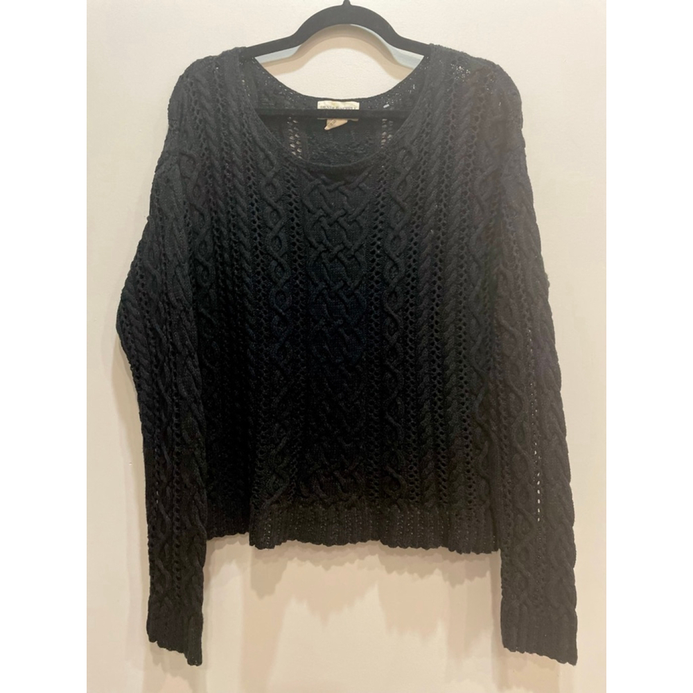 Ralph Lauren Black Cable Knit Crewneck Sweater